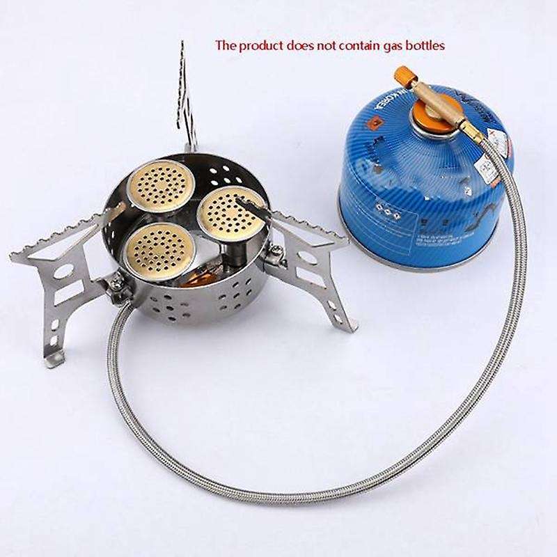 Portable Camping Stove 3 Core Head Camp Stove with Conversion Head Adapter Windproof Gas Stove Burne