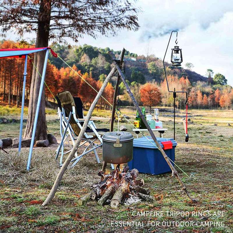 Portable Camping Outdoor Camping Portable Triangular Hanging Pot Bracket Barbecue Rack Multifunction
