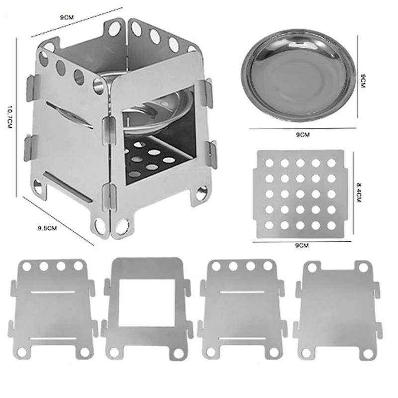 Portable Camping Stove Stainless Steel Folding Wood Stove Pocket Stove Outdoor Camping Cooking Picni