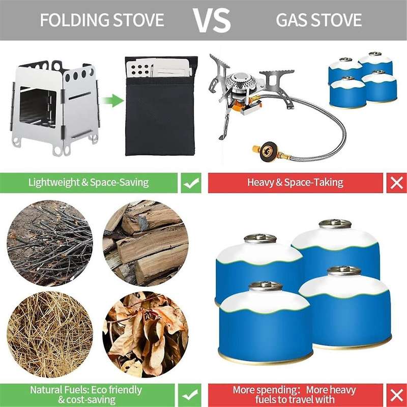 Portable Camping Stove Stainless Steel Folding Wood Stove Pocket Stove Outdoor Camping Cooking Picni