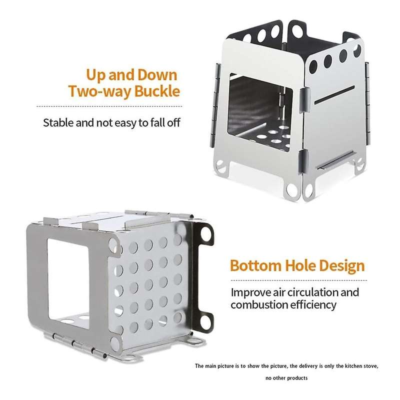 Portable Camping Stove Stainless Steel Folding Wood Stove Pocket Stove Outdoor Camping Cooking Picni
