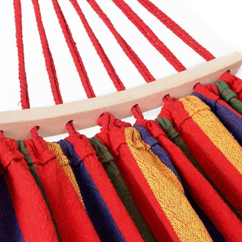 Portable Canvas Hammock Travel Outdoor Picnic Wooden Swing Chair Camping Hammock