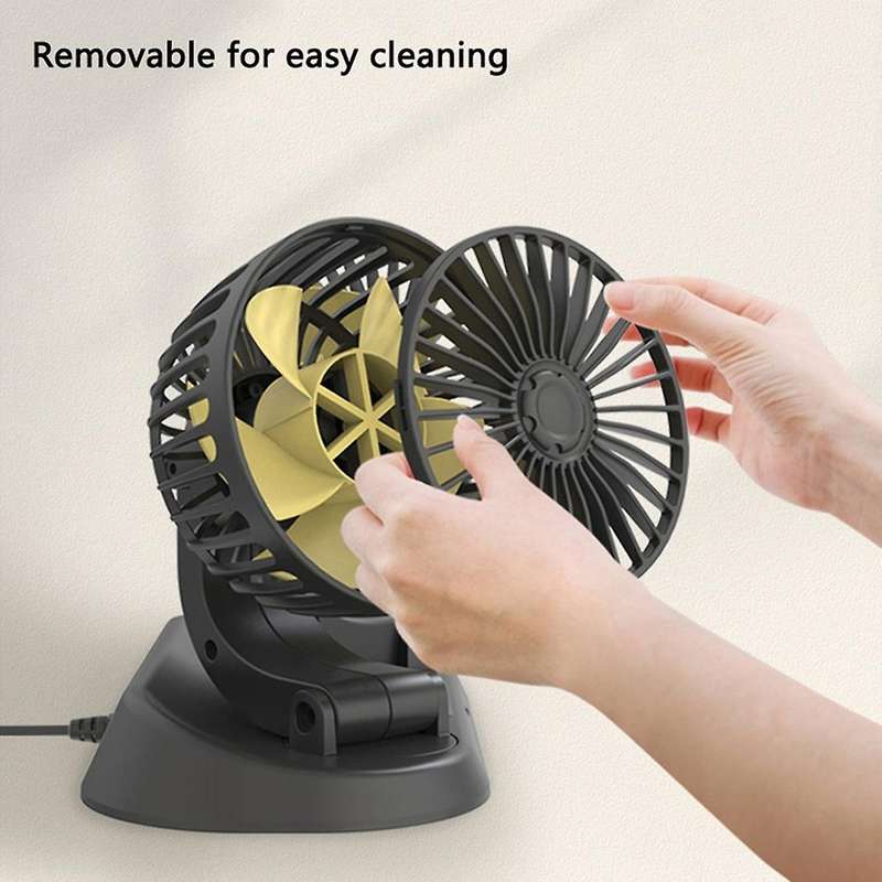 Portable Car Cooling Fan 12V USB Mini Dual Head Cooler Fan Adjustable Auto Electric Fan Cooler Univ