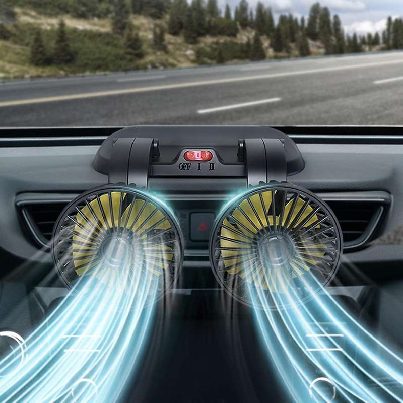Portable Car Cooling Fan 12V USB Mini Dual Head Cooler Fan Adjustable Auto Electric Fan Cooler Univ