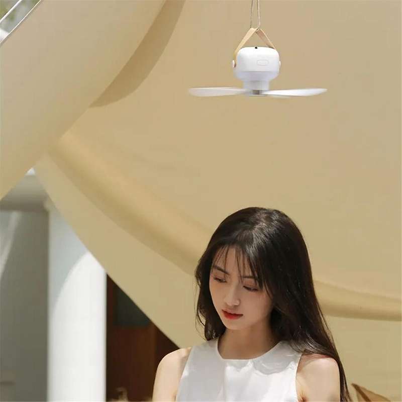 Portable Ceiling Fans with LED Lighting 3600mAh Outdoor Camping Fan Tent Cooler Rechargeable Electri