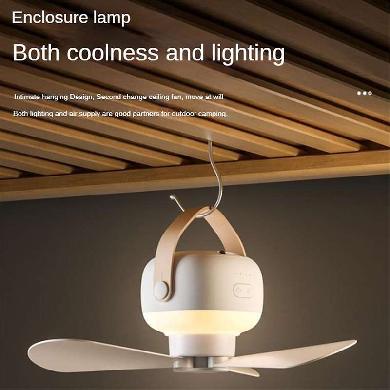 Portable Ceiling Fans with LED Lighting 3600mAh Outdoor Camping Fan Tent Cooler Rechargeable Electri