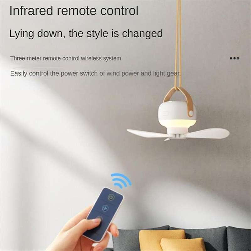 Portable Ceiling Fans with LED Lighting 3600mAh Outdoor Camping Fan Tent Cooler Rechargeable Electri