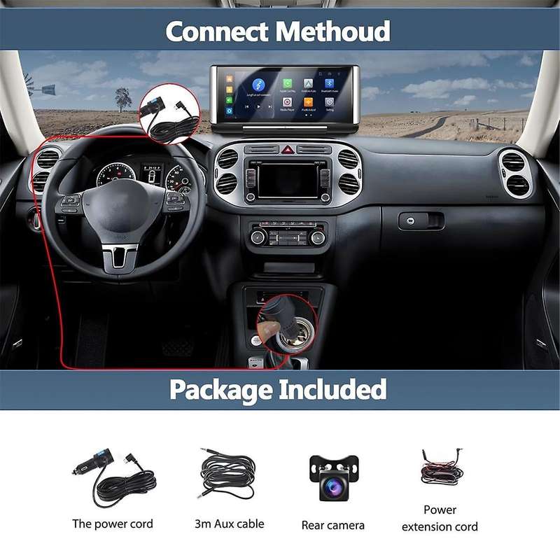 Portable Car Stereo Radio Carplay Android Auto Mirror Link 6.86Inch Foldable Screen Bluetooth FM Tr