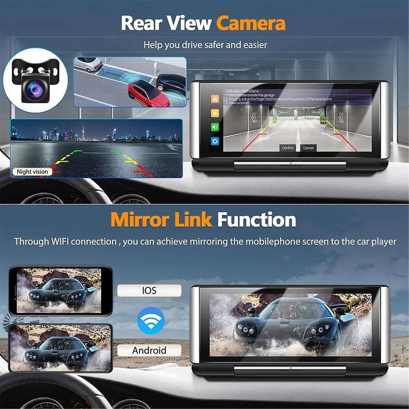 Portable Car Stereo Radio Carplay Android Auto Mirror Link 6.86Inch Foldable Screen Bluetooth FM Tr