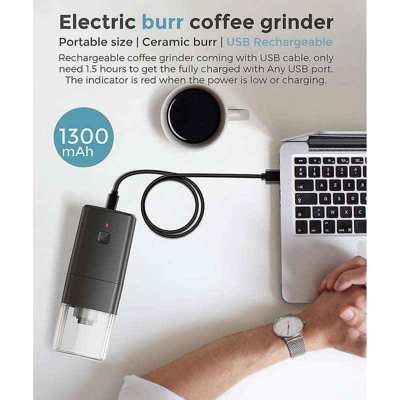 Portable Coffee Grinder -Small Electric Coffee Bean Grinder - Rechargeable Espresso Grinder with Mul