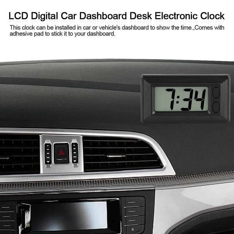 Portable Clock LCD Digital Table Car Dashboard Desk Electronic Clock Date Time Calendar Display Dash