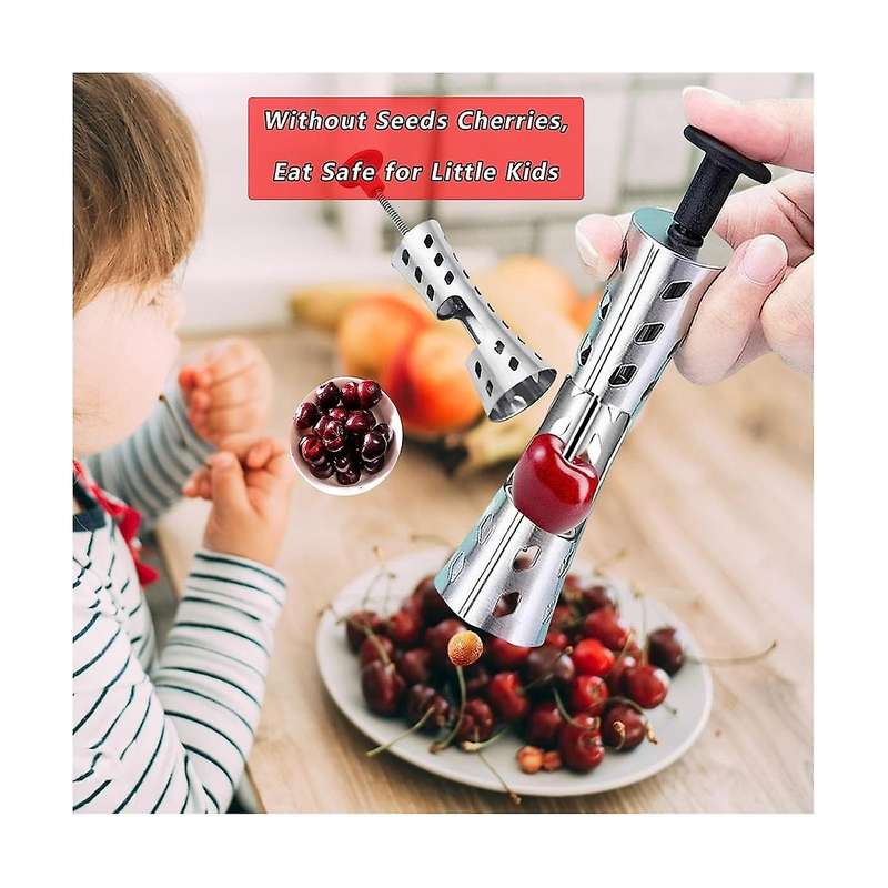 Portable Cherry Pitter Remover Tool 304 Stainless Steel Kitchen Tool Silver Fruit Pit Remover for Ch