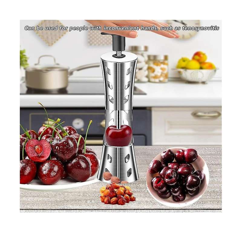 Portable Cherry Pitter Remover Tool 304 Stainless Steel Kitchen Tool Silver Fruit Pit Remover for Ch