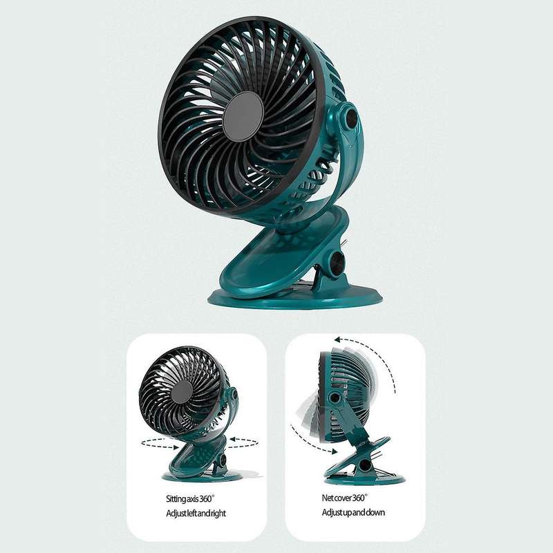 Portable Clip on Fan Wireless Battery Operated Mini 3 Speeds 360Adjustable USB Fans for Car Baby Str