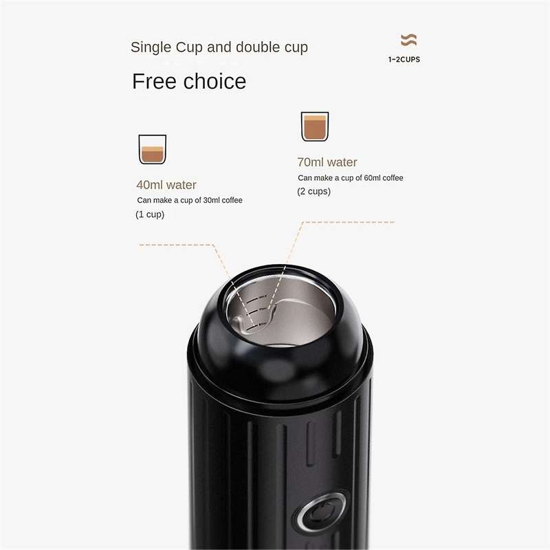 Portable Coffee Maker Wireless Heating Rechargeable 2 in 1 Small Travel Espresso Machine for Camping