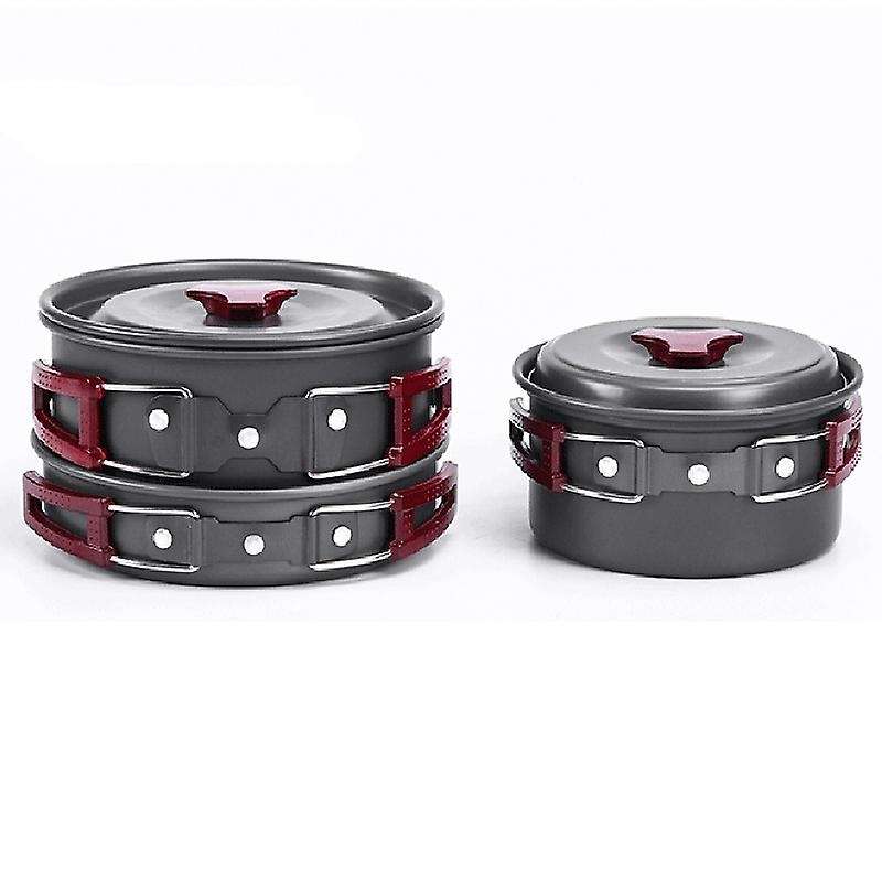 Portable Cooking Set Aluminum Alloy Outdoor Cookware Set Picnic Pot Frying Pan Bowl Spoon for Campin