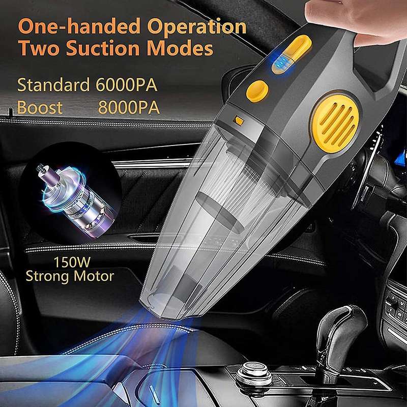 Portable Cordless Handheld Vacuum Cleaner, 150W High Power, 8000PA Strong Suction,2 Modes,Suitable f
