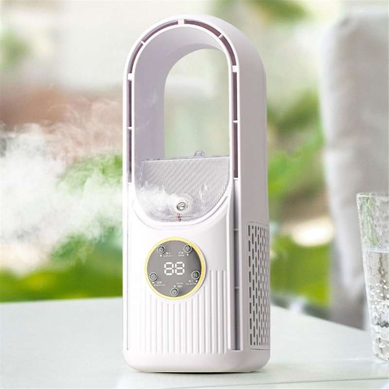 Portable Cooler Fan-Portable Conditioner USB Leafless Fan Household Dormitory Office Desktop Humidif
