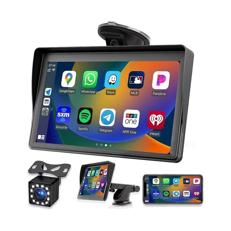 Portable Dash Mount Carplay Display 7in Touch Screen, Gps Navigatin,bluetooth Car Stereo Radio, Bac