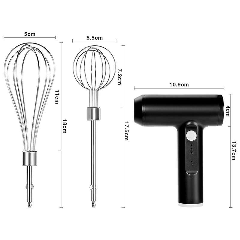 Portable Cordless Electric Whisk Mixer - 3-Speed Handheld USB Charging, for Whisking, Mixing and Bak