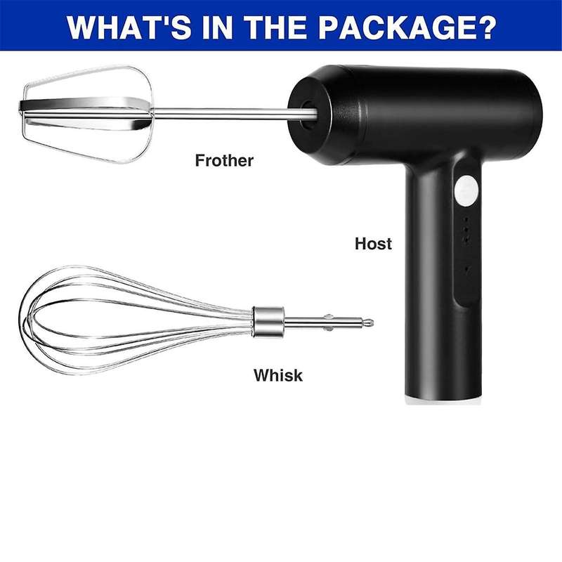 Portable Cordless Electric Whisk Mixer - 3-Speed Handheld USB Charging, for Whisking, Mixing and Bak