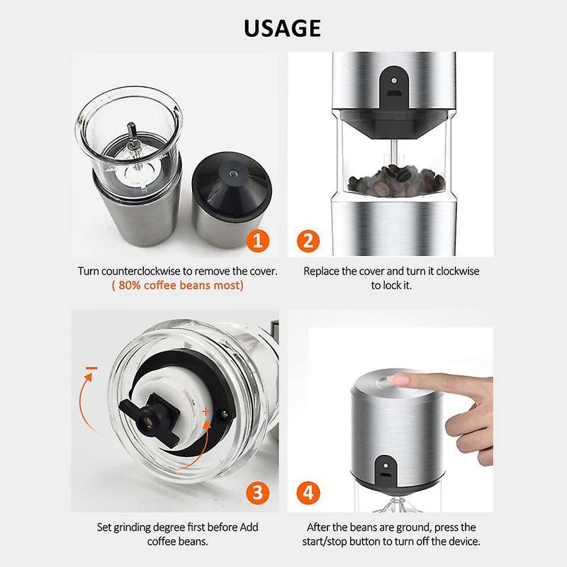 Portable Coffee Maker with Grinder and Filter, USB Rechargeable Electric Coffee Maker Machine