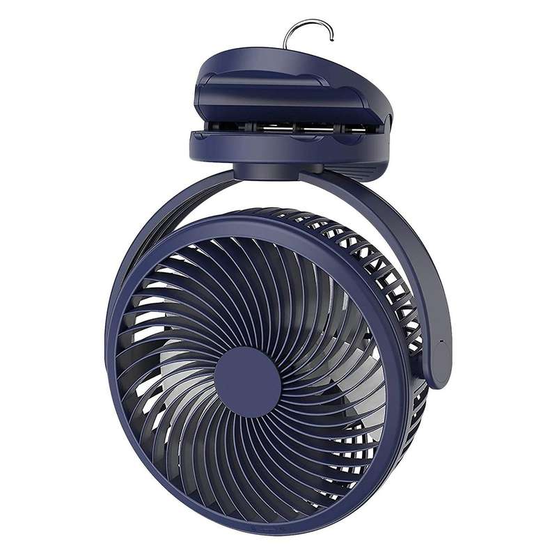 Portable Desk Fan Night Light 360 Degree Rotation,USB Stroller Ceiling Hanging Clip on Fan for Outdo