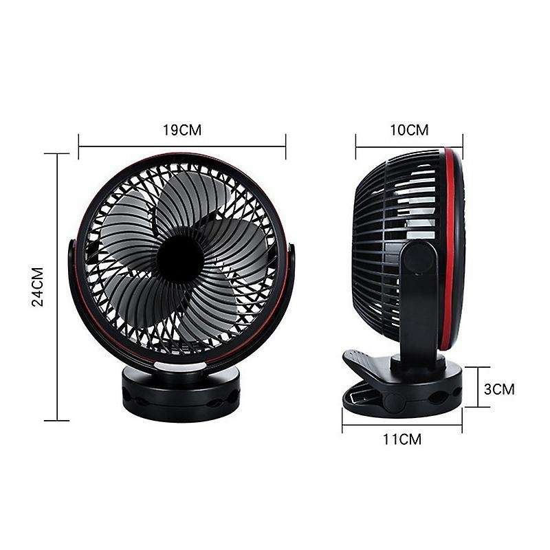 Portable Desk Fan Night Light 360 Degree Rotation,USB Stroller Ceiling Hanging Clip on Fan for Outdo