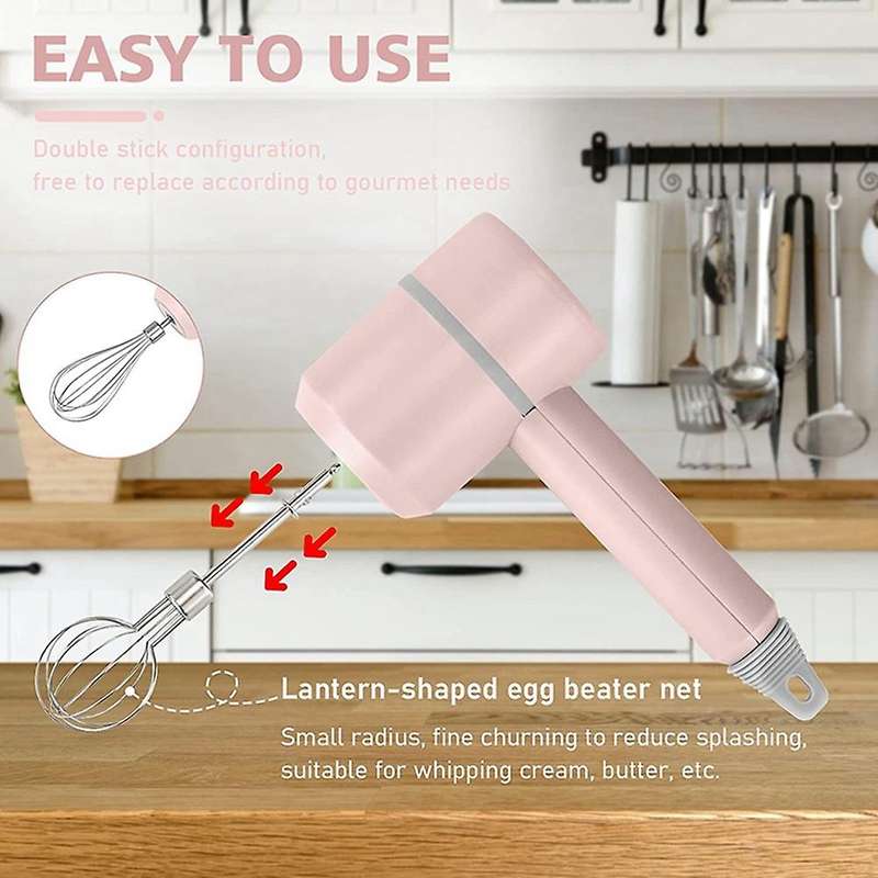 Portable Electric Cordless Handheld Mixer, 3-Speed Adjustable Mixer for Kitchen Baking and Cooking (