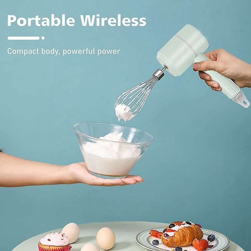 Portable Electric Cordless Handheld Mixer, 3-Speed Adjustable Mixer for Kitchen Baking and Cooking (