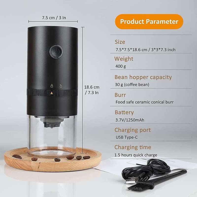 Portable Electric Coffee Grinder Coffee Bean Grinder Multi-Grind Setting Suitable for French Press