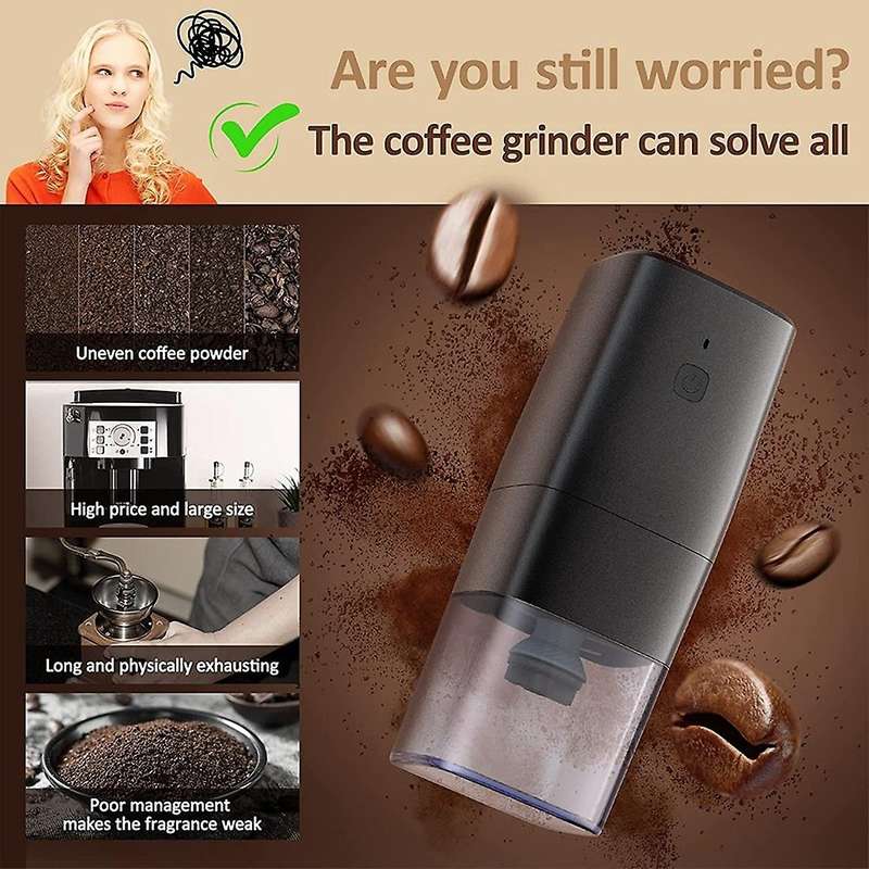 Portable Electric Burr Coffee Bean Grinder,USB Rechargeable with Multi Grind Setting,Coffee Mill for
