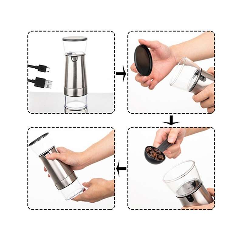 Portable Electric Coffee Grinder Type-c Usb Charge Profession Stainless Steel Grinding Core Coffee