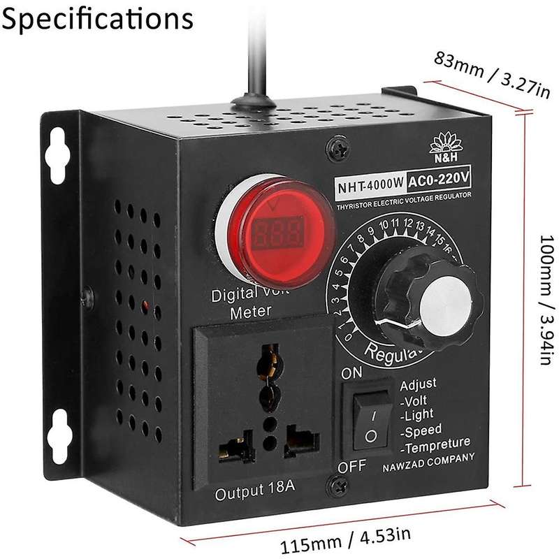 Portable Electronics Voltage Regulator Variable Speed Controller 4000W Electric Variable Speed Contr