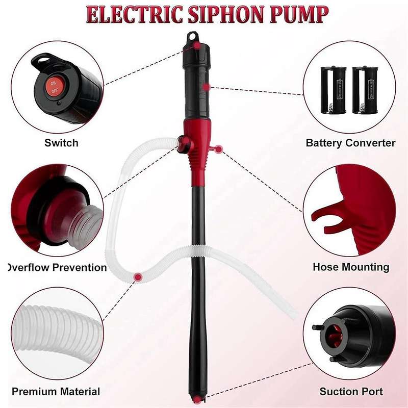 Portable Electric Suction Pump Upgrade Handheld Liquid Siphon Oil Water Fuel Battery Vehicle Powered