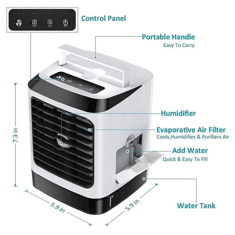 Portable Evaporative Air Cooler, Mini USB Air Conditioner, 4 in 1 Small Personal Space Air Condition