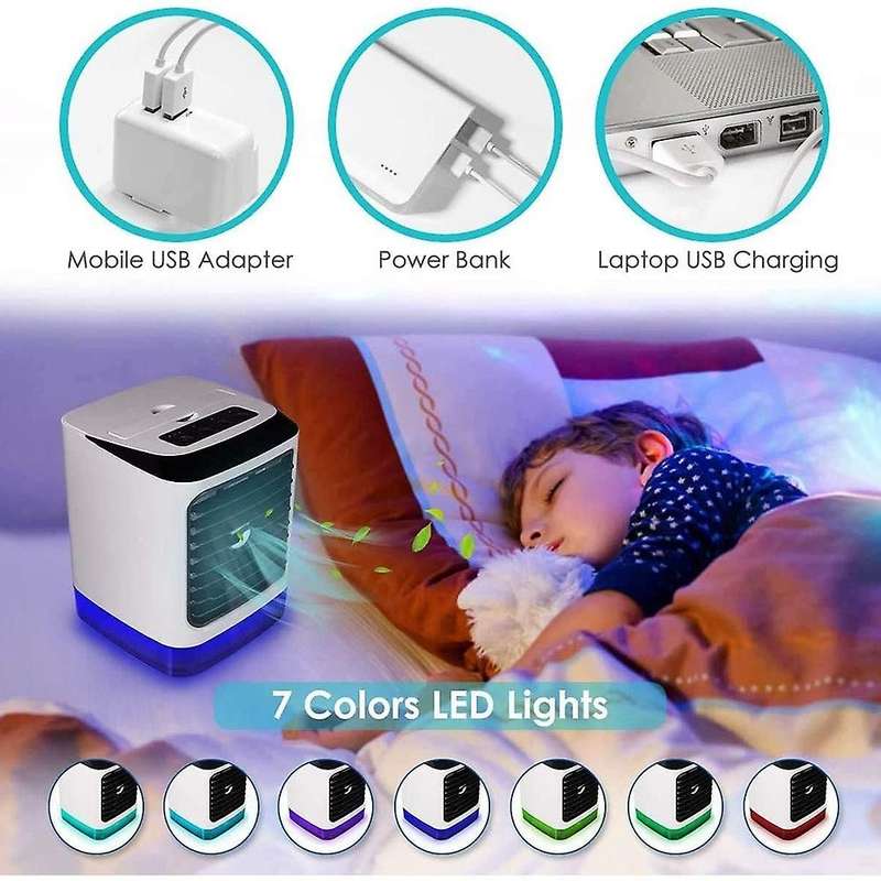 Portable Evaporative Air Cooler, Mini USB Air Conditioner, 4 in 1 Small Personal Space Air Condition