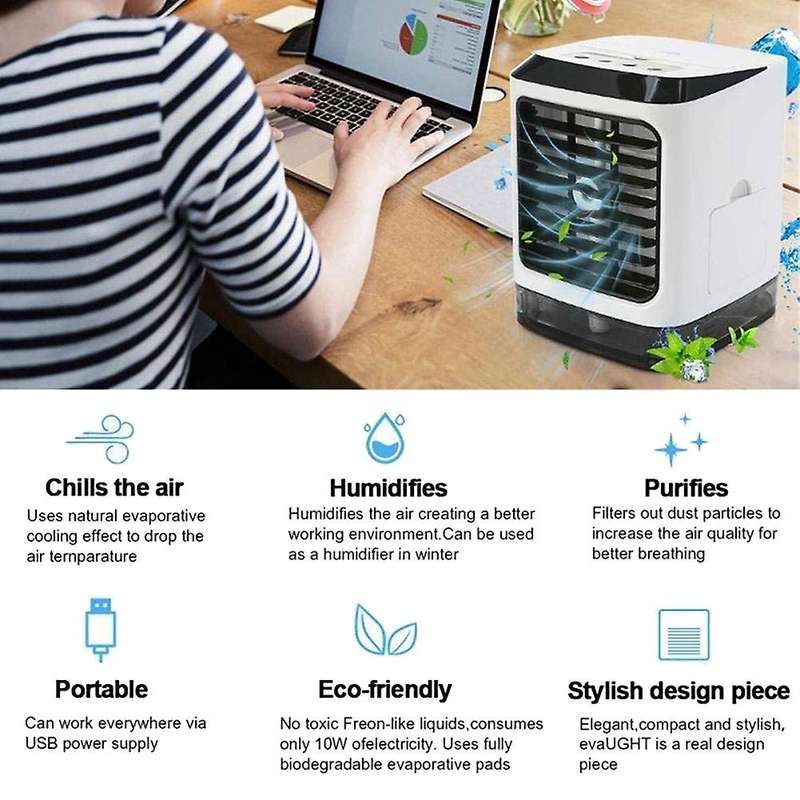 Portable Evaporative Air Cooler, Mini USB Air Conditioner, 4 in 1 Small Personal Space Air Condition