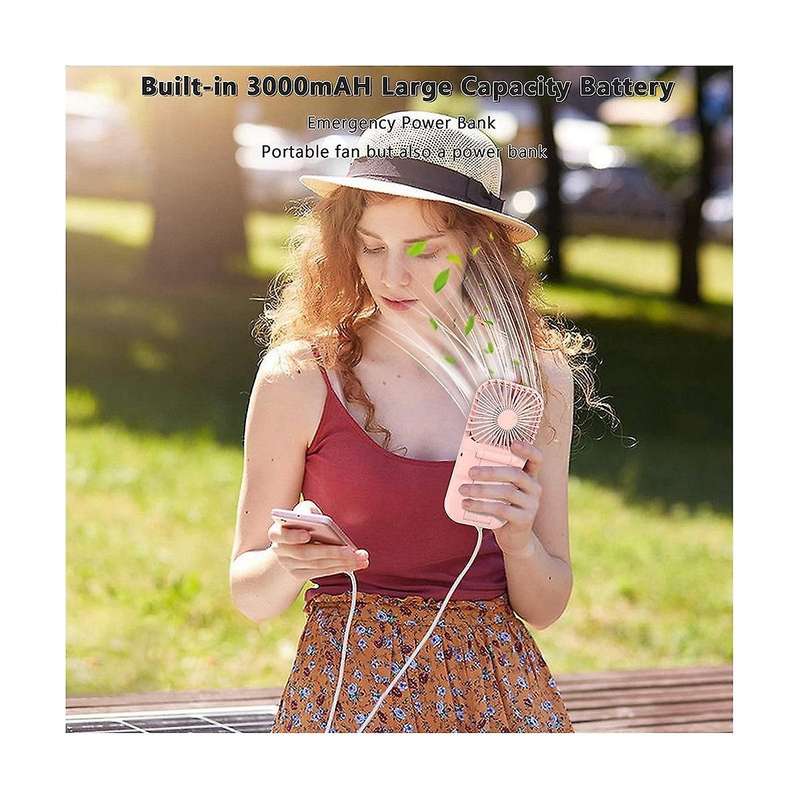 Portable Fan, Small Mini Fan 5 In 1 As Power Bank, 3000mah Battery Fan with 4 Speeds