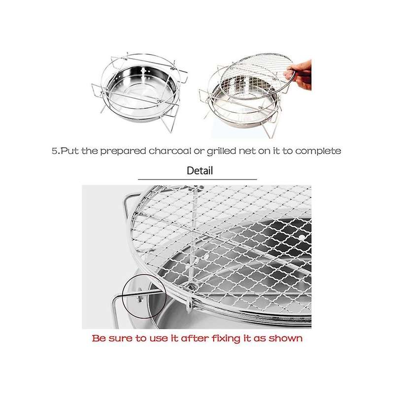 Portable Folding Grill Stainless Steel Barbecue Grill Round Folding Bbq Grill Outdoor Camping Picnic