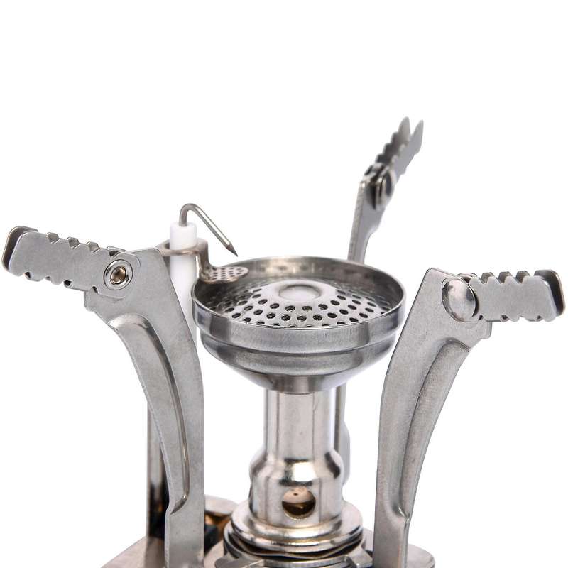 Portable Foldable Camping Stoves Stainless Steel Backpacking Stove with Piezo Ignition Gas Burner fo