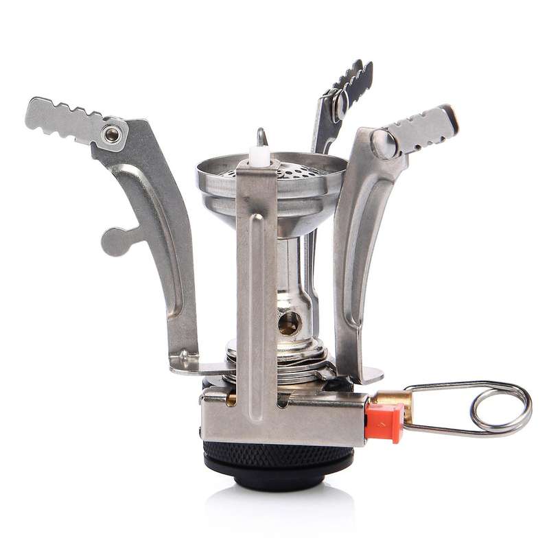 Portable Foldable Camping Stoves Stainless Steel Backpacking Stove with Piezo Ignition Gas Burner fo