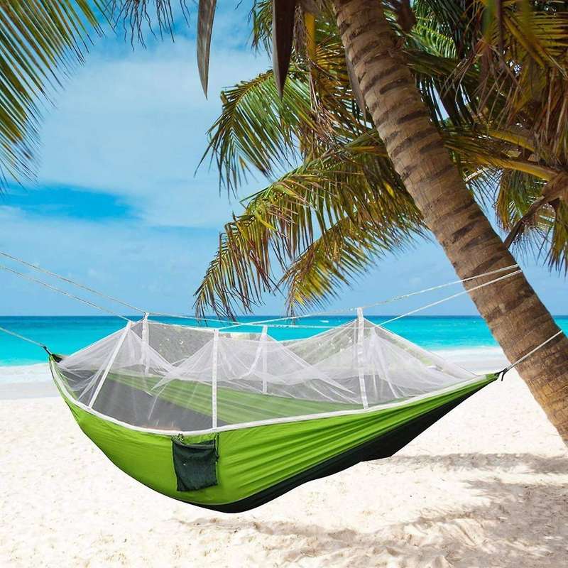 Portable Foldable Double Camping Hammock Mosquito Net Tree Hammocks Tent Travel Bed for Hiking Campi
