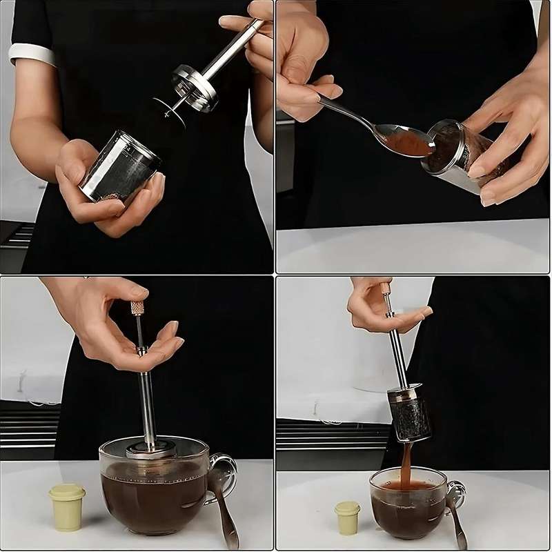 Portable French Coffee and Tea Press Maker,Stainless Steel Coffee Filter and Tea Press Maker,Reusabl
