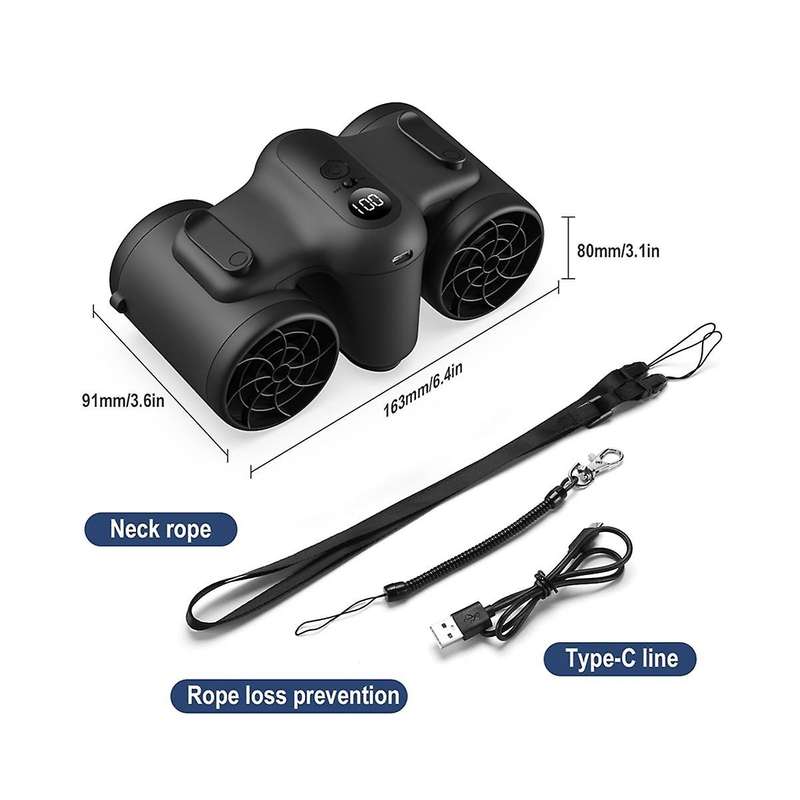Portable Hanging Waist Fan with 10000mah Recharge Battery Ultra Quiet Wearable Electric Fan Handhel