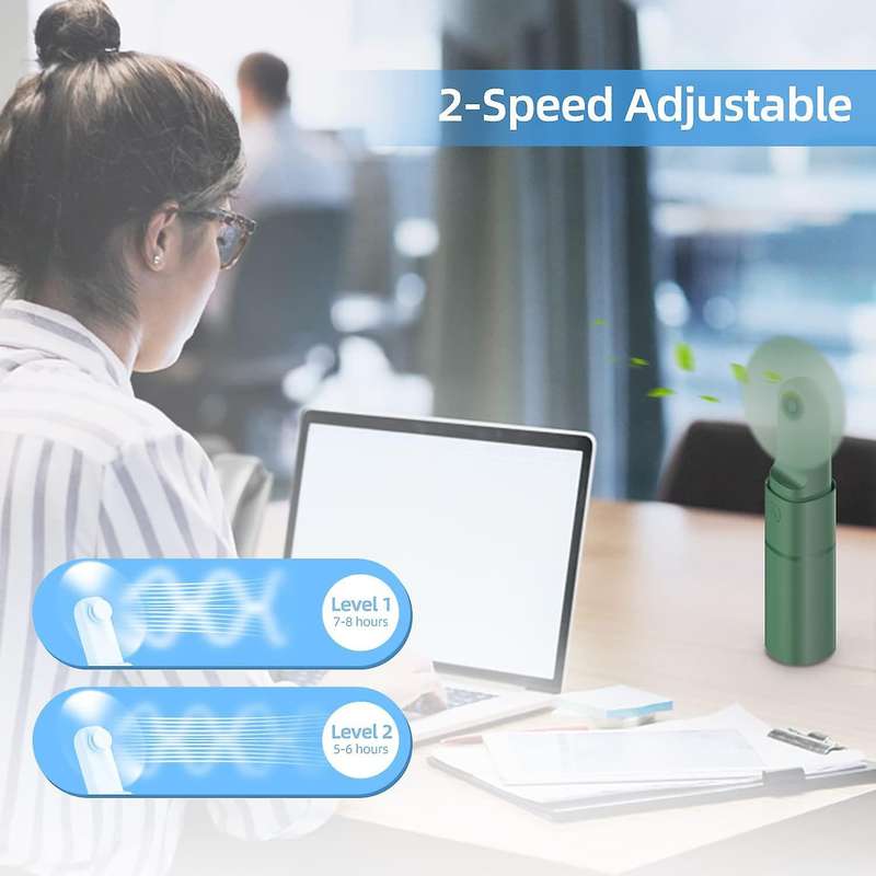 Portable Handheld Fan, Powerful Personal Mini Fan Hand Fan 2 Speed Adjustable USB Rechargeable for H