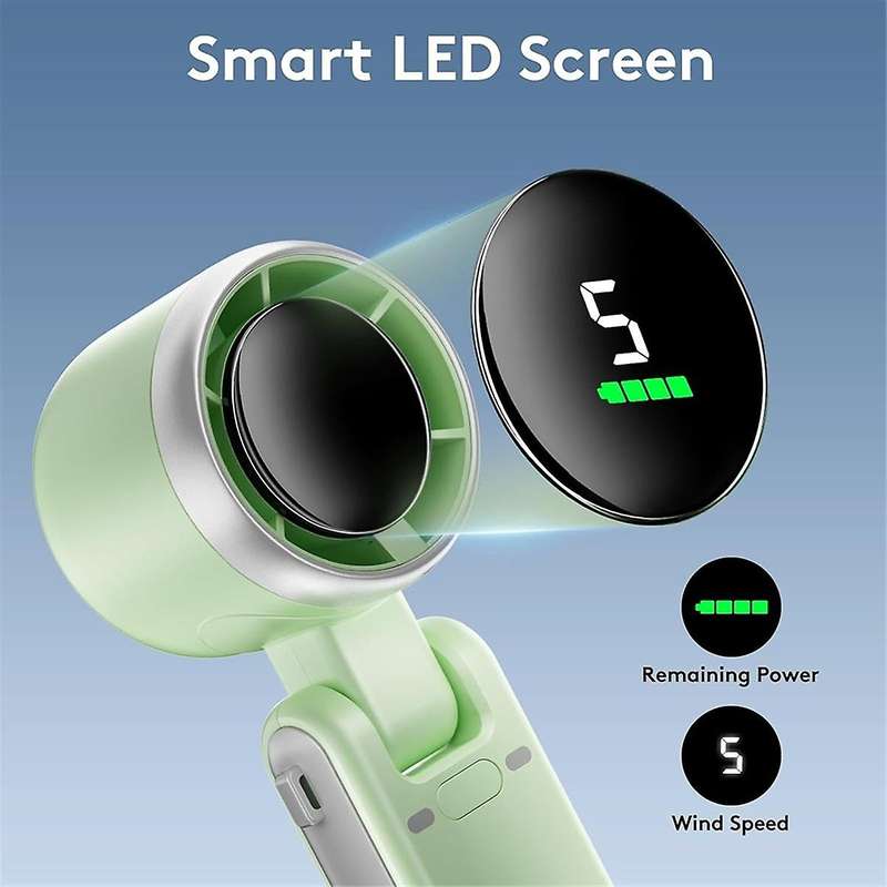 Portable Handheld Mini Fan, Foldable Powerful Winds Turbo Fan, USB Rechargeable Personal Fan with S