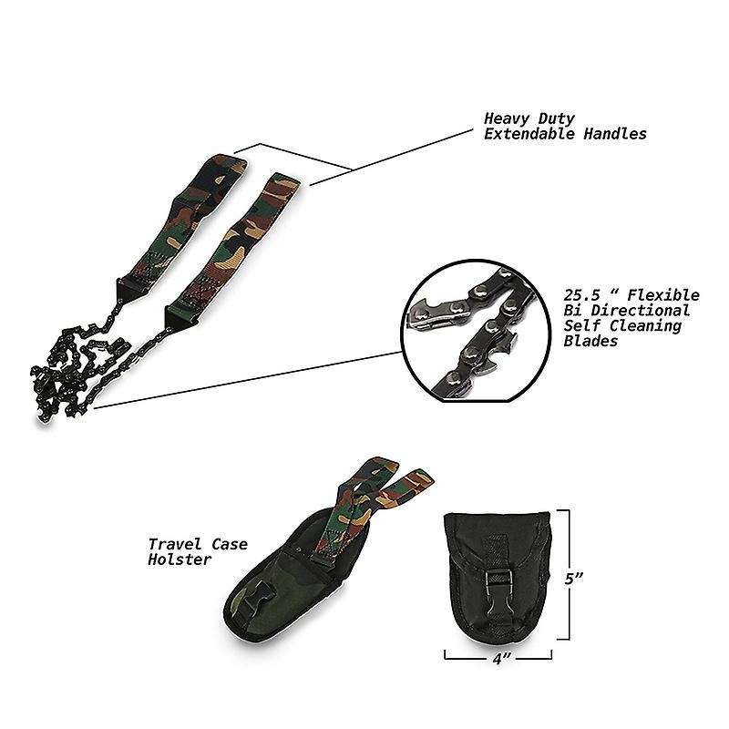Portable Hand Saw Emergency Survival Chain Saw with Camouflage Bag for Camping Hunting Hiking