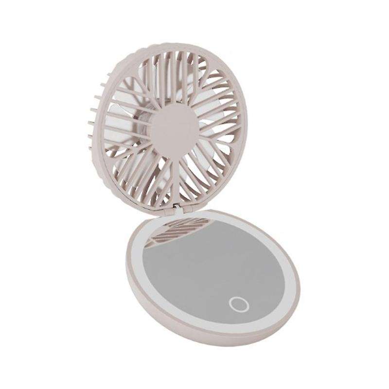 Portable Makeup Mirror, Portable Mini Mirror with Light, Silent Fan, Foldable Mirror