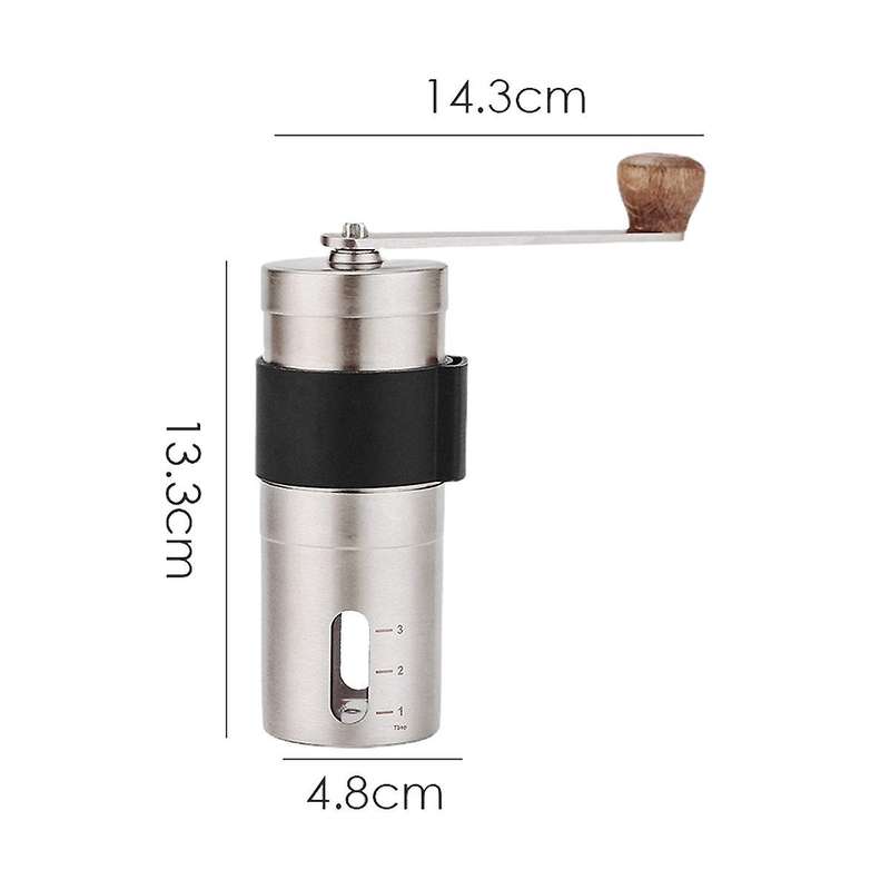 Portable Manual Coffee Grinder - Higher Hardness Conical Ceramic Burrs Stainless Steel Hand with Fi
